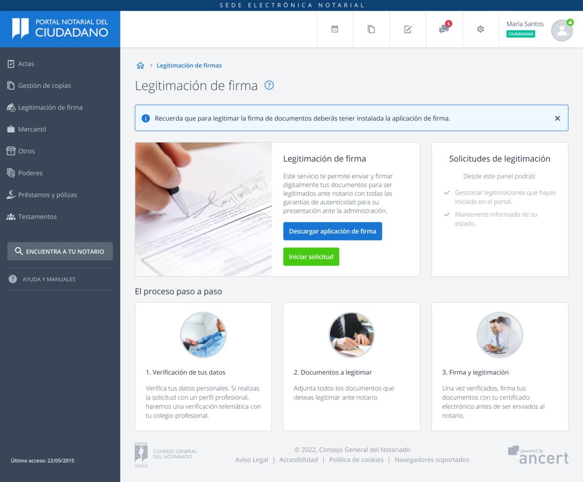 Proceso de validación de legitimación de firma