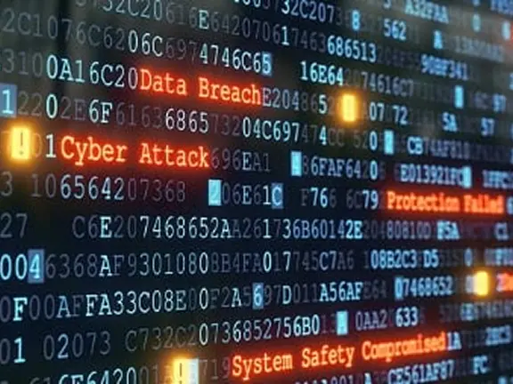 Imagen de datos mostrados en una pantalla con varios avisos de seguridad en color rojo