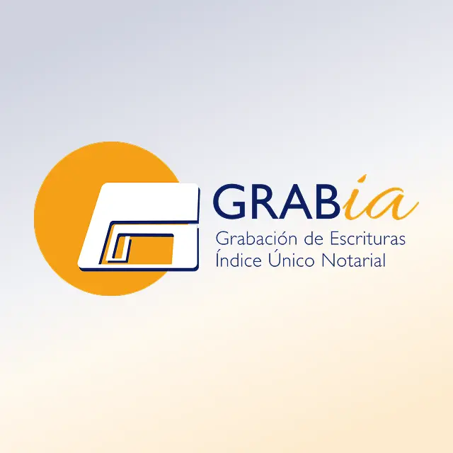 Logotipo de Grabía. Incluye el texto «Grabación Índice Único Notarial»